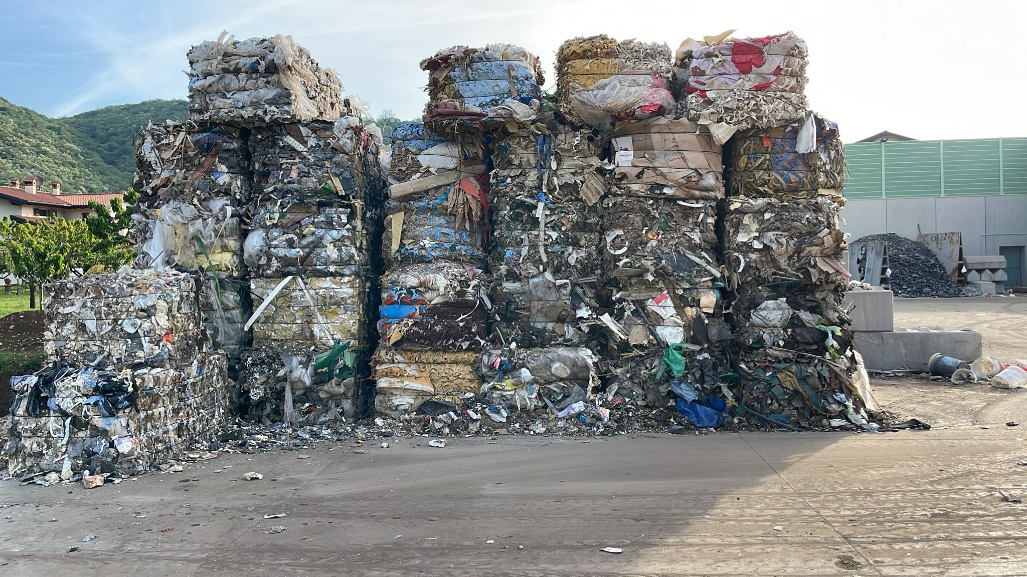 Baled refuse-derived fuel ready for cement kilns